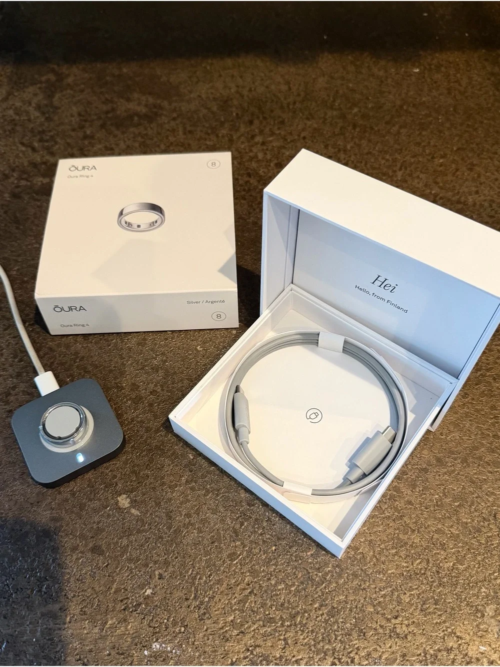 Open Box/Never Worn- Oura Ring Gen 4 (Silver, Size 8)